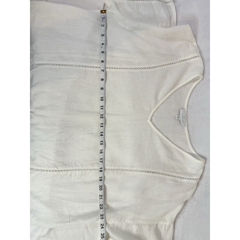 New Directions Linen‎ Blend Tunic Top White Boho Lightweight Size L Resort - Picture 3 of 9